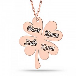Gümüş Rose Dört Yaprak İsimli Yonca Bayan kolye Gümüş Rose Dört Yaprak İsimli Yonca Bayan kolye