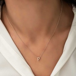Gümüş Rose 3 Boyutlu P Harf Bayan Kolye Gümüş Rose 3 Boyutlu P Harf Bayan Kolye