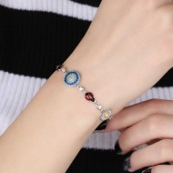 Gümüş Nazarlı Papatyalı Uğur Böcekli Bayan Bileklik Gümüş Nazarlı Papatyalı Uğur Böcekli Bayan Bileklik