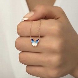 Gümüş Rose Minimal Kelebek Bayan Kolye Gümüş Rose Minimal Kelebek Bayan Kolye