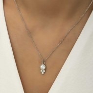 Gümüş Çiğ Damlası Yuvarlak Tektaş Bayan Kolye Gümüş Çiğ Damlası Yuvarlak Tektaş Bayan Kolye