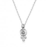 Gümüş Çiğ Damlası Yuvarlak Tektaş Bayan Kolye Gümüş Çiğ Damlası Yuvarlak Tektaş Bayan Kolye