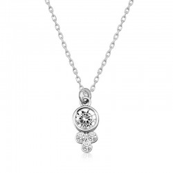 Gümüş Çiğ Damlası Yuvarlak Tektaş Bayan Kolye Gümüş Çiğ Damlası Yuvarlak Tektaş Bayan Kolye