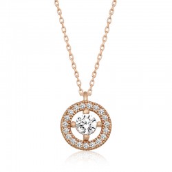 Gümüş Rose Minimal Yuvarlak Tektaş Bayan Kolye Gümüş Rose Minimal Yuvarlak Tektaş Bayan Kolye