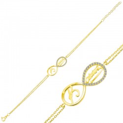 Gümüş Gold Kemal Atatürk Sonsuzluk Bayan Bileklik Gümüş Gold Kemal Atatürk Sonsuzluk Bayan Bileklik