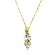 Gümüş Gold Çiğ Damlası Tektaş Bayan Kolye Gümüş Gold Çiğ Damlası Tektaş Bayan Kolye