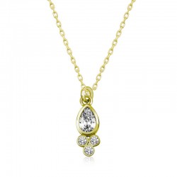 Gümüş Gold Çiğ Damlası Tektaş Bayan Kolye Gümüş Gold Çiğ Damlası Tektaş Bayan Kolye