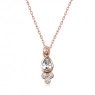 Gümüş Rose Çiğ Damlası Tektaş Bayan Kolye Gümüş Rose Çiğ Damlası Tektaş Bayan Kolye