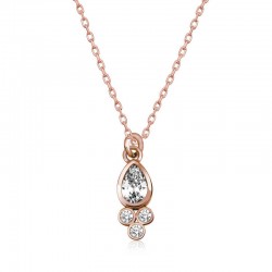 Gümüş Rose Çiğ Damlası Tektaş Bayan Kolye Gümüş Rose Çiğ Damlası Tektaş Bayan Kolye