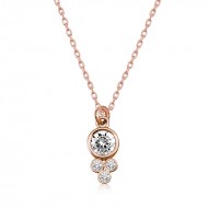 Gümüş Rose Çiğ Damlası Yuvarlak Tektaş Bayan Kolye Gümüş Rose Çiğ Damlası Yuvarlak Tektaş Bayan Kolye