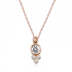 Gümüş Rose Çiğ Damlası Yuvarlak Tektaş Bayan Kolye Gümüş Rose Çiğ Damlası Yuvarlak Tektaş Bayan Kolye