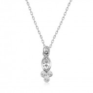 Gümüş Çiğ Damlası Mekik Tektaş Bayan Kolye Gümüş Çiğ Damlası Mekik Tektaş Bayan Kolye