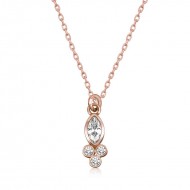 Gümüş Rose Çiğ Damlası Mekik Tektaş Bayan Kolye Gümüş Rose Çiğ Damlası Mekik Tektaş Bayan Kolye