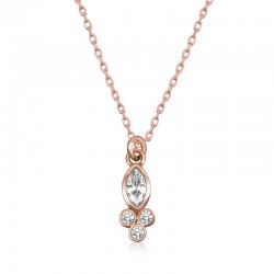 Gümüş Rose Çiğ Damlası Mekik Tektaş Bayan Kolye Gümüş Rose Çiğ Damlası Mekik Tektaş Bayan Kolye