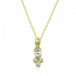 Gümüş Gold Çiğ Damlası Mekik Tektaş Bayan Kolye Gümüş Gold Çiğ Damlası Mekik Tektaş Bayan Kolye