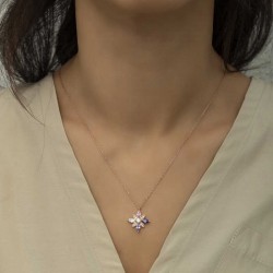 Gümüş Rose Mix Taşlı Umut Çiçeği Kolye Gümüş Rose Mix Taşlı Umut Çiçeği Kolye