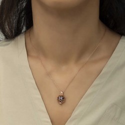 Gümüş Rose Kafesli Lotus Bayan Kolye Gümüş Rose Kafesli Lotus Bayan Kolye