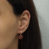 Gümüş Kırmızı Çiçek Bayan Küpe Gümüş Kırmızı Çiçek Bayan Küpe