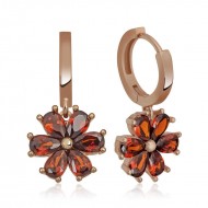 Gümüş Kırmızı Çiçek Bayan Küpe Gümüş Kırmızı Çiçek Bayan Küpe