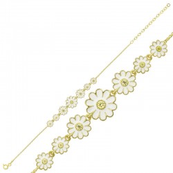 Gümüş Gold Sıralı Papatya Bayan Bileklik Gümüş Gold Sıralı Papatya Bayan Bileklik