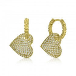 Gümüş Gold Halka Kalp Bayan Küpe Gümüş Gold Halka Kalp Bayan Küpe