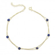 Gümüş Gold Çift Zincirli Nazar Halhal Gümüş Gold Çift Zincirli Nazar Halhal