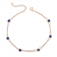 Gümüş Rose Çift Zincirli Nazar Halhal Gümüş Rose Çift Zincirli Nazar Halhal