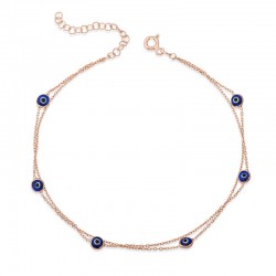 Gümüş Rose Çift Zincirli Nazar Halhal Gümüş Rose Çift Zincirli Nazar Halhal