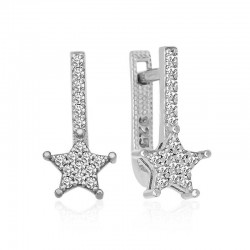 Gümüş Sallantılı Yıldız Taşlı Küpe Gümüş Sallantılı Yıldız Taşlı Küpe