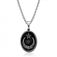 Gümüş Kelime-i Tevhid Yazılı Ay Yıldız Erkek kolye Gümüş Kelime-i Tevhid Yazılı Ay Yıldız Erkek kolye