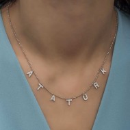 Gümüş Atatürk Yazılı Bayan Kolye Gümüş Atatürk Yazılı Bayan Kolye