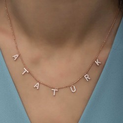 Gümüş Rose Atatürk Yazılı Bayan Kolye Gümüş Rose Atatürk Yazılı Bayan Kolye