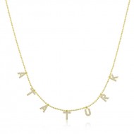 Gümüş Gold Atatürk Yazılı Bayan Kolye Gümüş Gold Atatürk Yazılı Bayan Kolye