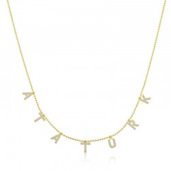 Gümüş Gold Atatürk Yazılı Bayan Kolye Gümüş Gold Atatürk Yazılı Bayan Kolye