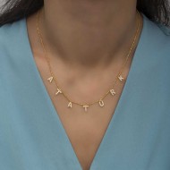 Gümüş Gold Atatürk Yazılı Bayan Kolye Gümüş Gold Atatürk Yazılı Bayan Kolye