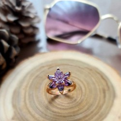 Gümüş Rose Mor Lotus Çiçeği Yüzük Gümüş Rose Mor Lotus Çiçeği Yüzük
