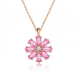 Gümüş Rose Pembe Çiçek Kolye Gümüş Rose Pembe Çiçek Kolye