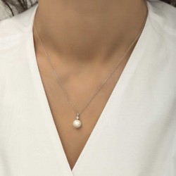 Gümüş Yuvarlak İnci Bayan Kolye Gümüş Yuvarlak İnci Bayan Kolye