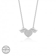 Swarovski Taşlı Gümüş Kalp Bayan Kolye Swarovski Taşlı Gümüş Kalp Bayan Kolye
