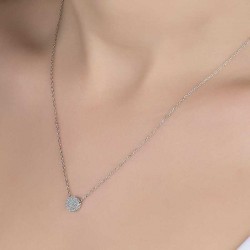 Swarovski Taşlı Gümüş Çember Bayan Kolye Swarovski Taşlı Gümüş Çember Bayan Kolye