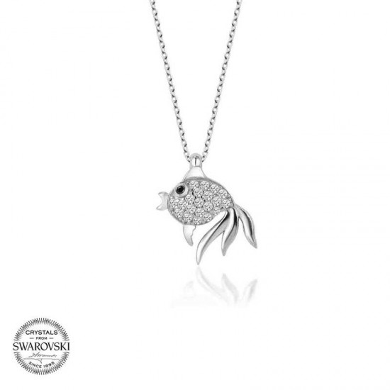 Peraland - Swarovski Taşlı Gümüş Balık Bayan Kolye Swarovski Taşlı Gümüş Balık Bayan Kolye