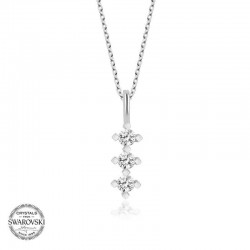 Swarovski Taşlı Gümüş Üçtaş Tektaş Bayan Kolye