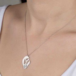 Swarovski Taşlı Gümüş Anne Bebek Bayan Kolye Swarovski Taşlı Gümüş Anne Bebek Bayan Kolye