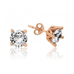 ​Gümüş Rose Tek Taş Küpe