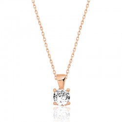 Gümüş Rose Tek Taş Kolye Gümüş Rose Tek Taş Kolye