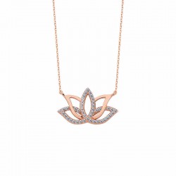 Gümüş Rose Lotus Çiçeği Kolye Gümüş Rose Lotus Çiçeği Kolye