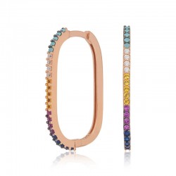 Gümüş Mix Taşlı Halka Küpe Gümüş Mix Taşlı Halka Küpe