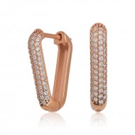 Gümüş Rose Beyaz Taşlı Üçgen Küpe Gümüş Rose Beyaz Taşlı Üçgen Küpe