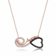 Gümüş Rose Kalpli Sonsuzluk Annem Kolye Gümüş Rose Kalpli Sonsuzluk Annem Kolye