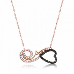 Gümüş Rose Kalpli Sonsuzluk Annem Kolye Gümüş Rose Kalpli Sonsuzluk Annem Kolye